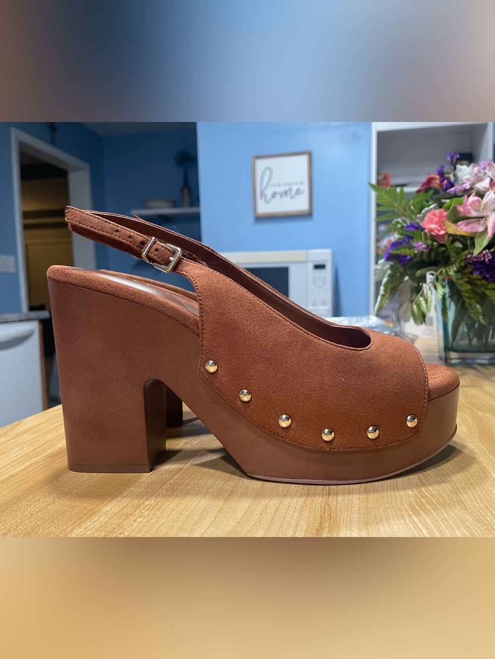 Chunky Faux Wood Heels